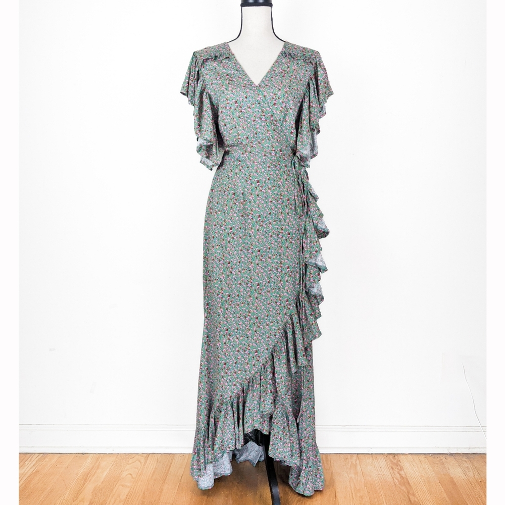 🦋LAST🦋 NWT Bali ELF Carmen Wrap Maxi Dress, Green Fields, Size XXXL